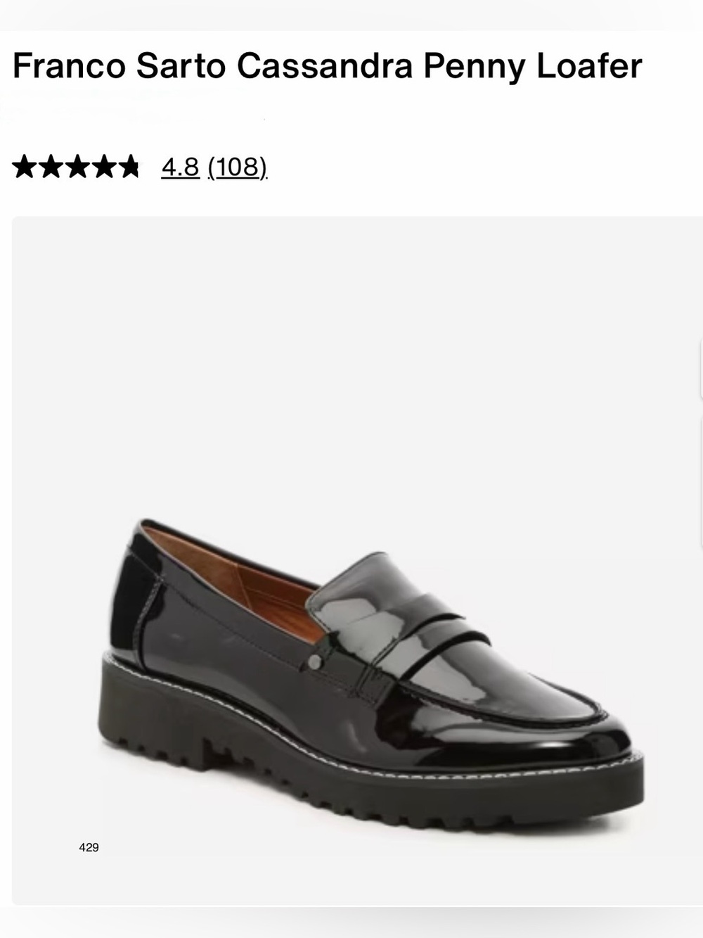 Franco Sarto Cassandra Patent Penny Loafer in Black